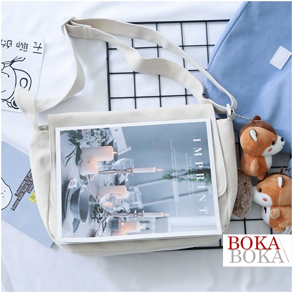 Túi Tote Đeo Chéo Vải Canvas In Hình BST Mèo My World Phong Cách Ulzzang