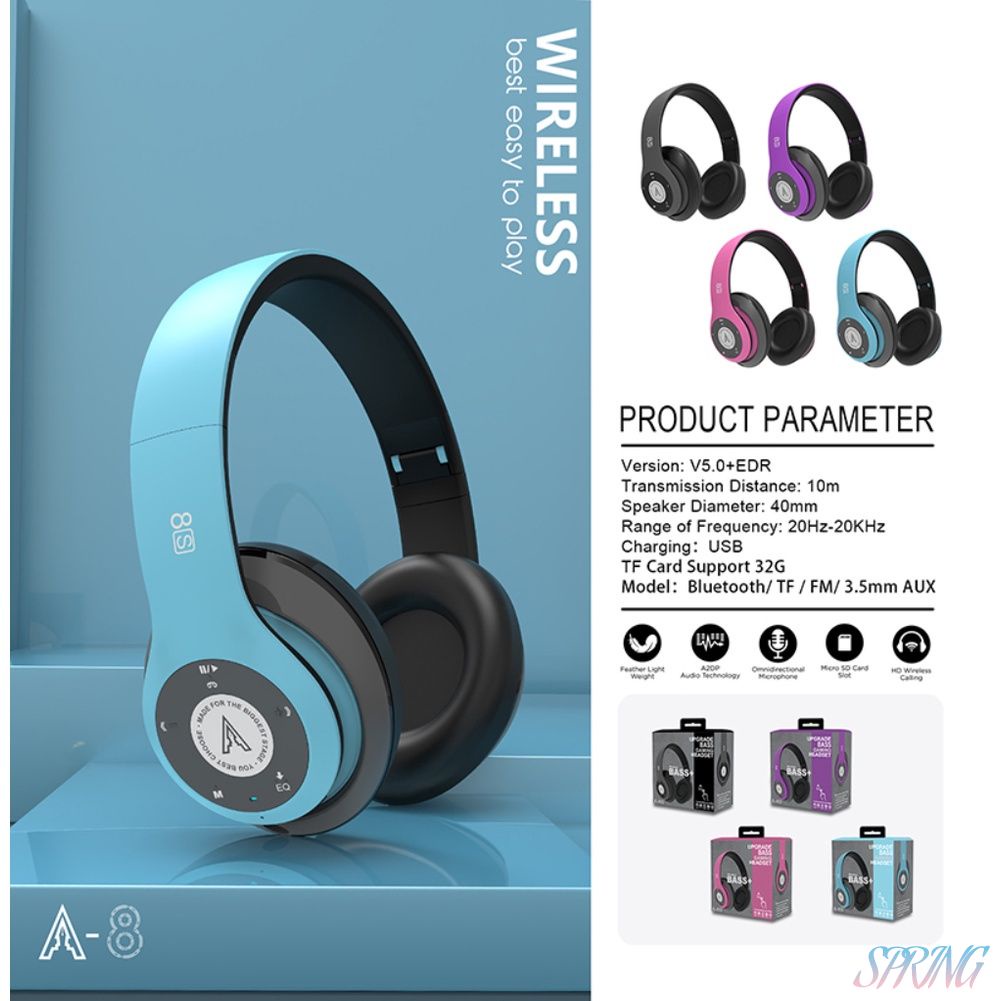 Tai nghe chụp tai A-8S kết nối Bluetooth âm thanh siêu trầm