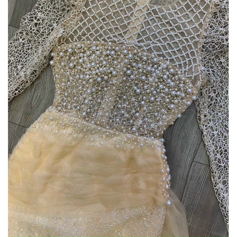 ĐẦM BODY REN LƯỚI LỖ KIM TUYẾN KẾT NGỌC