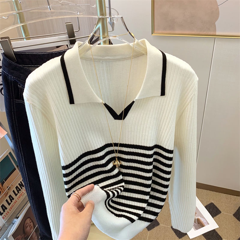 Áo Sweater Kẻ Sọc Màu Sắc Tương Phản Thời Trang Cho Nữ  tao bao