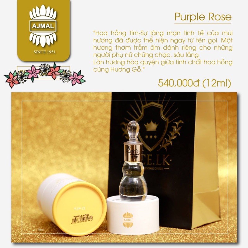 Tinh dầu nước hoa Dubai PURPLE ROSE hàng nhập khẩu 100% Dubai 🌺 Mùi hương trầm ấm và giản dị 🌺