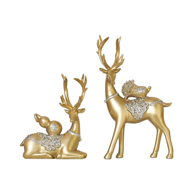 Đồ trang trí cặp hươu trường thọ decor phòng khách mang tài lộc may mắn cho gia chủ