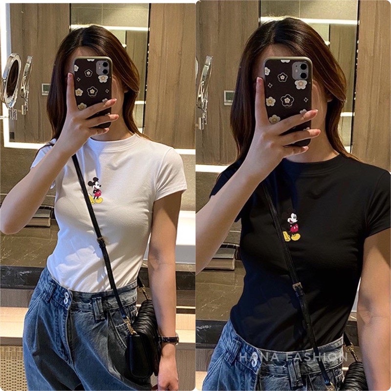 Áo sơ mi in hình chuột mickey