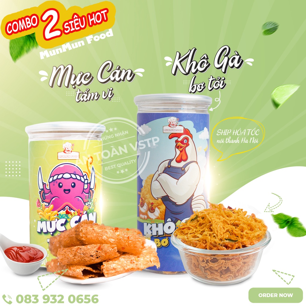 Mực cán tẩm vị + Khô gà bơ tỏi | BigBuy360 - bigbuy360.vn