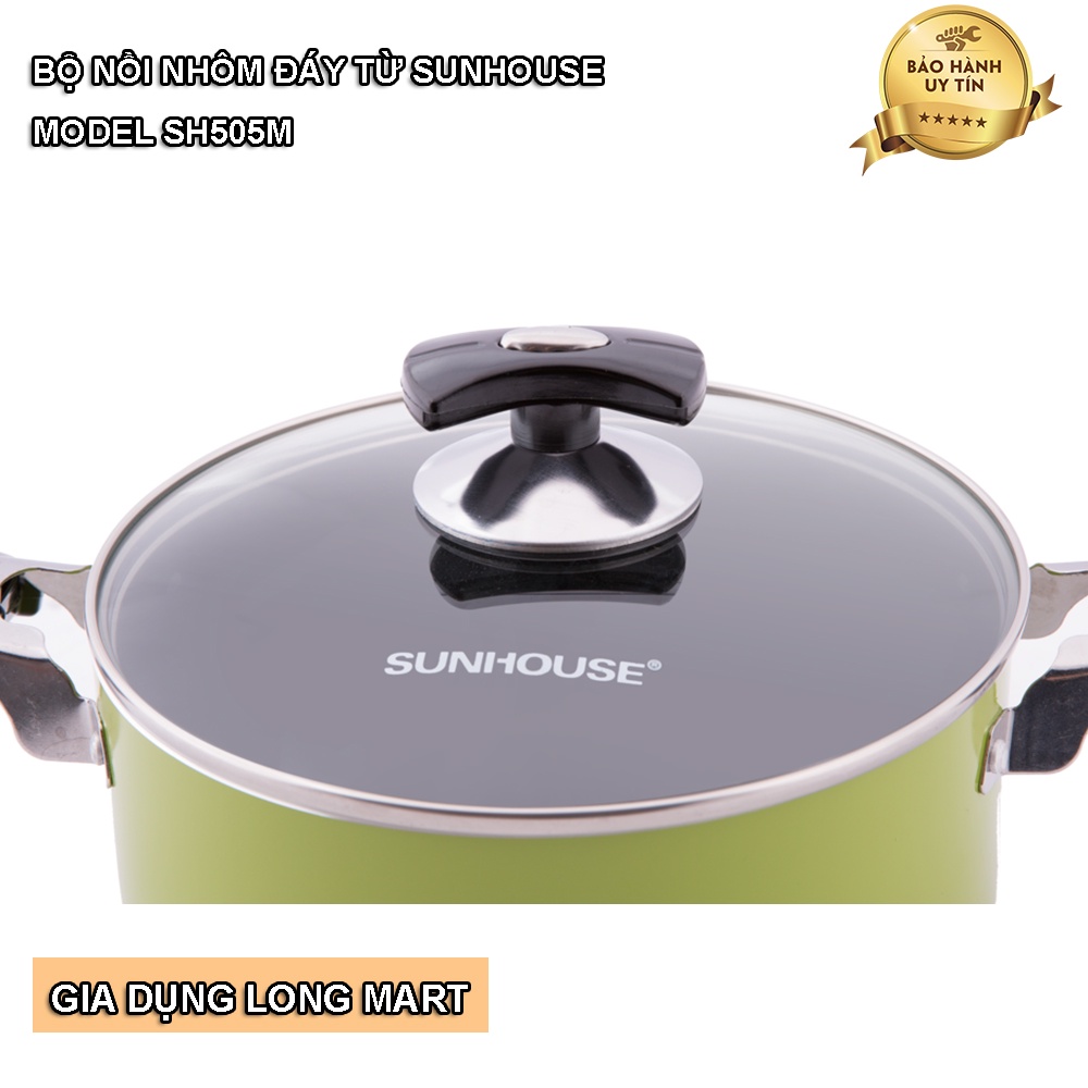 Bộ Nồi Nhôm Đáy Từ SUNHOUSE SH505M Hàng Chính Hãng Bảo Hành 12 Tháng