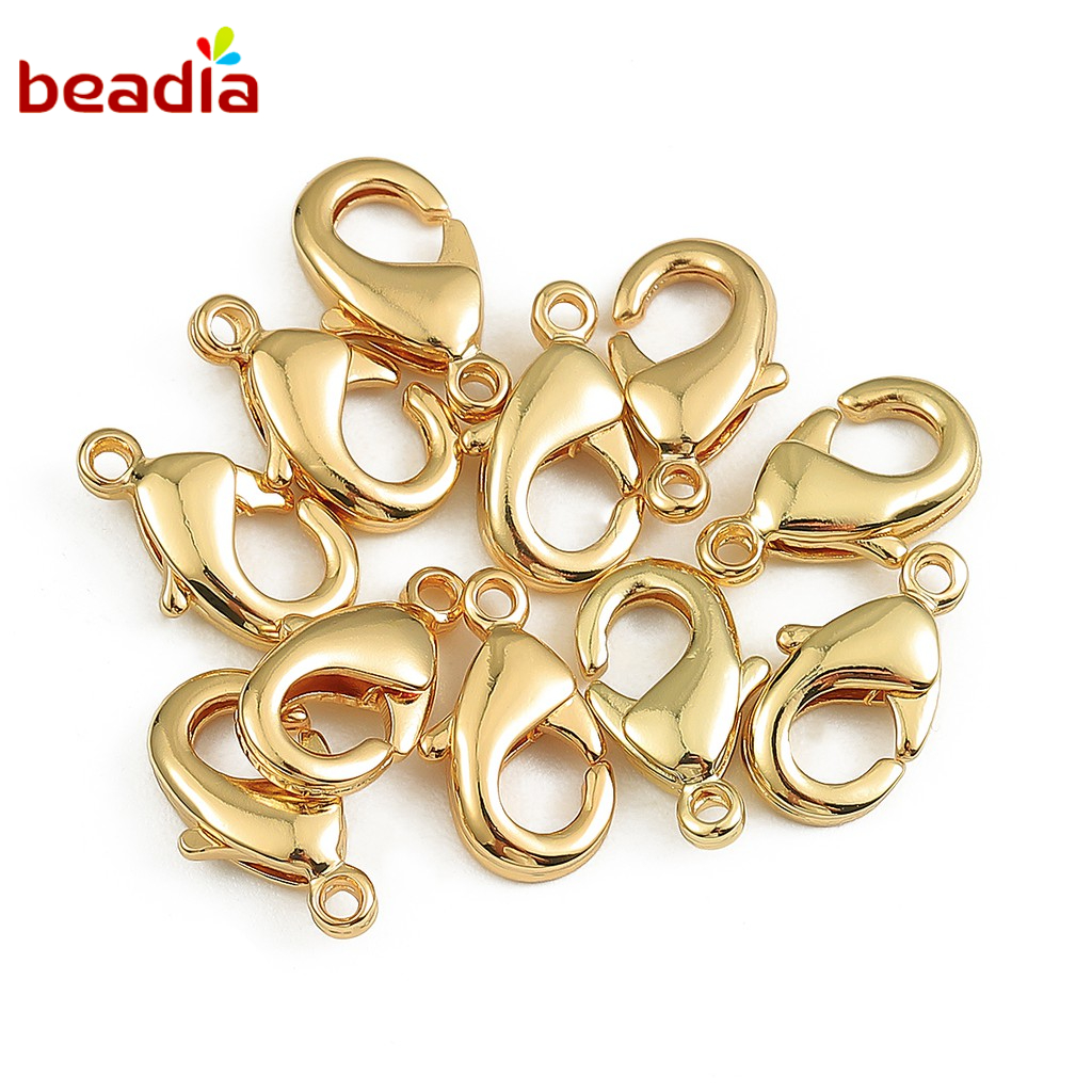 Gói 10 móc khóa gài càng cua Beadia mạ vàng 18K dùng để nối đầu trang sức dây chuyền và vòng tay tự làm
