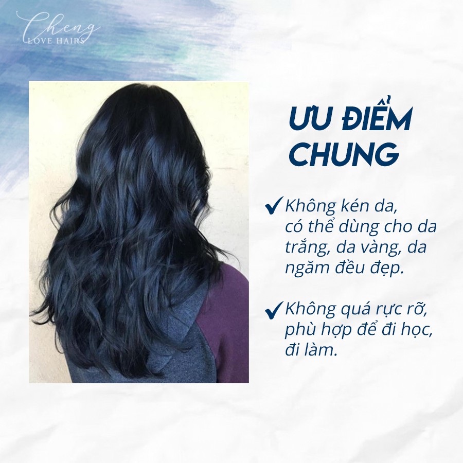 Thuốc nhuộm tóc XANH DƯƠNG ĐEN KHÓI nên từ nền 5-6