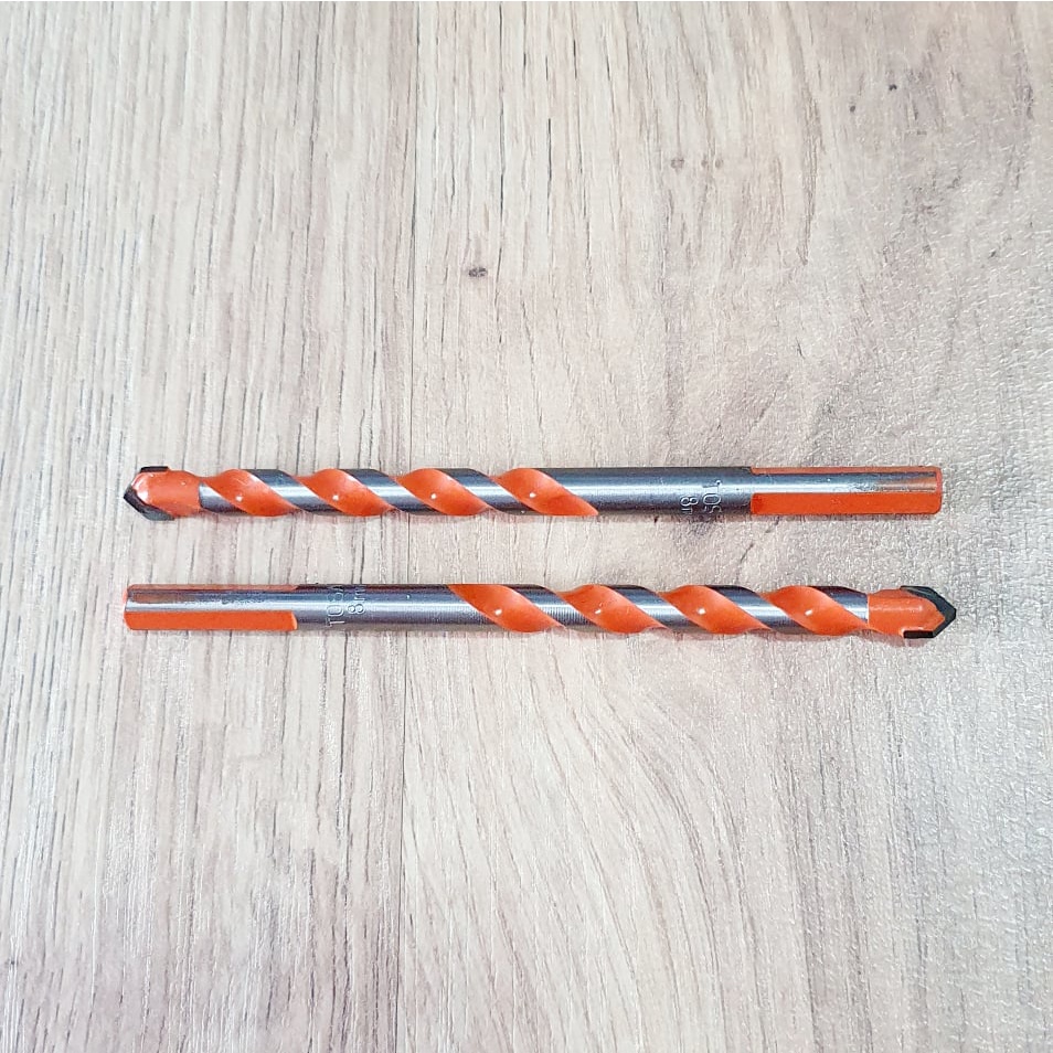 Hộp Dụng Cụ 10 Mũi Khoan Bê Tông Cùng Size 8mm Đuôi Trơn Sơn Xoắn Màu Cam