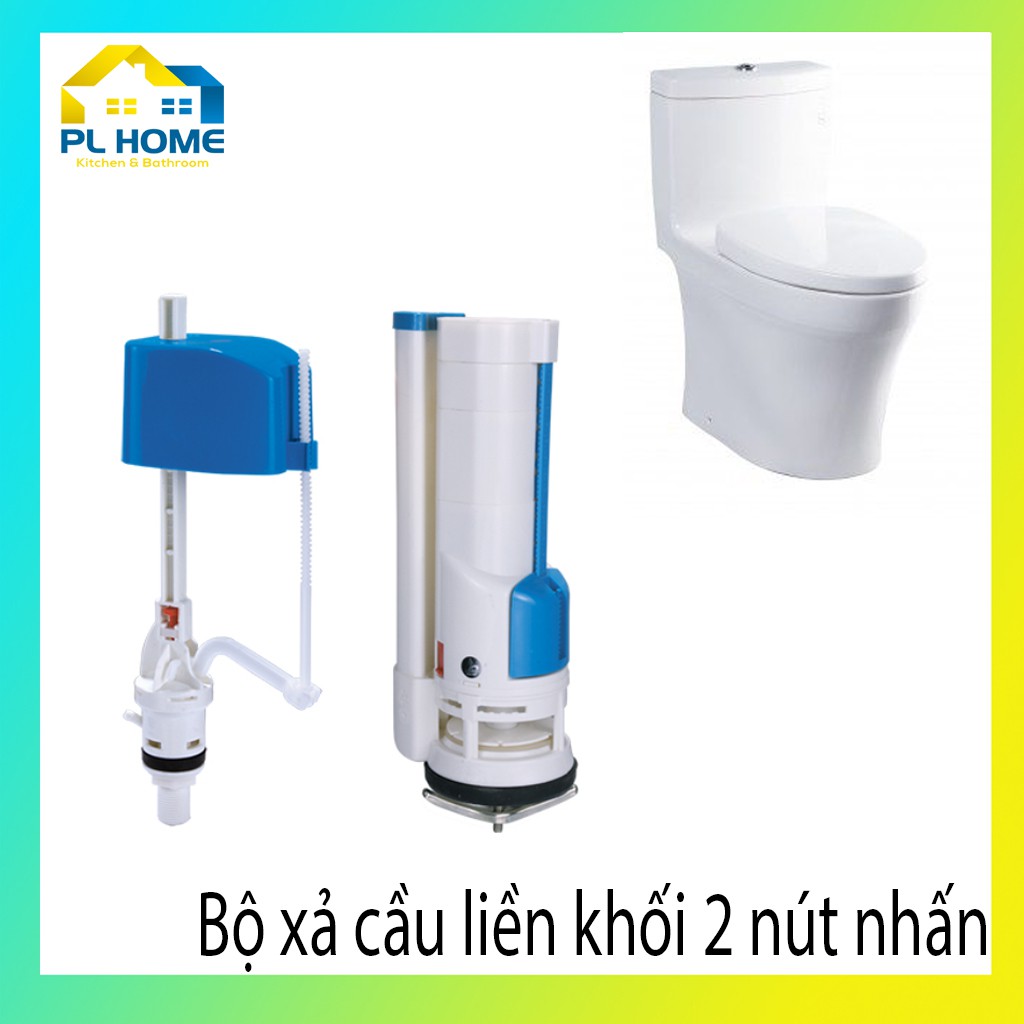 Bộ xả nước bồn cầu 1 khối liền 2 nút nhấn, bộ xả nước bồn cầu liền khối