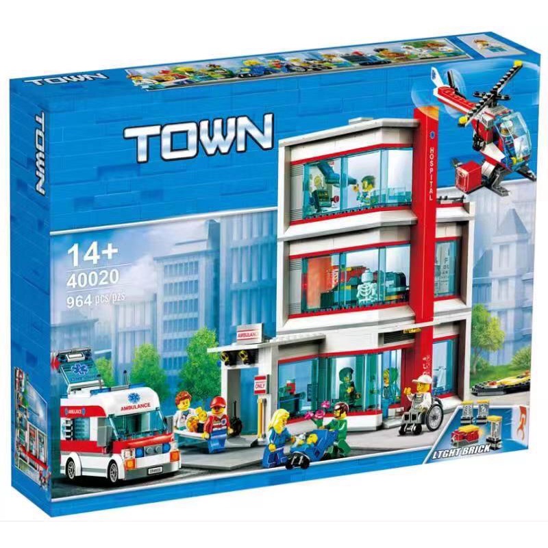 Đồ chơi Lắp Ghép non lego city Town trung tâm y tế quà tặng cho bé trai bé gái Leji 40020 NBlue