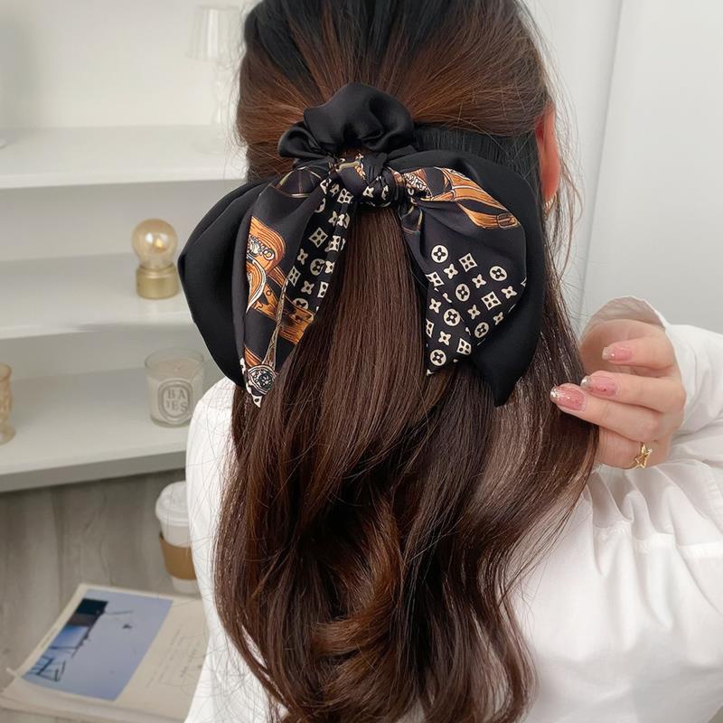 Dây Cột Tóc Cao Su Co Giãn Phối Dây Ruy Băng Cột Nơ Cỡ Lớn Thời Trang Hàn Quốc Đơn Giản Dành Cho Nữ