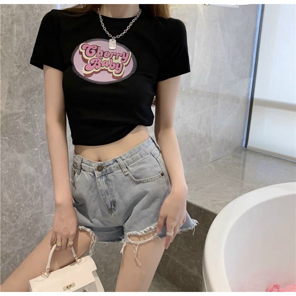 áo croptop thun lụa cherry baby mềm mát na