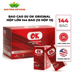 Bao Cao Su OK Không Mùi Original - Hộp 144 cái (12 hộp nhỏ)  - Hàng Chất Lượng - Giá Rẻ - Có Che tên kín đáo.