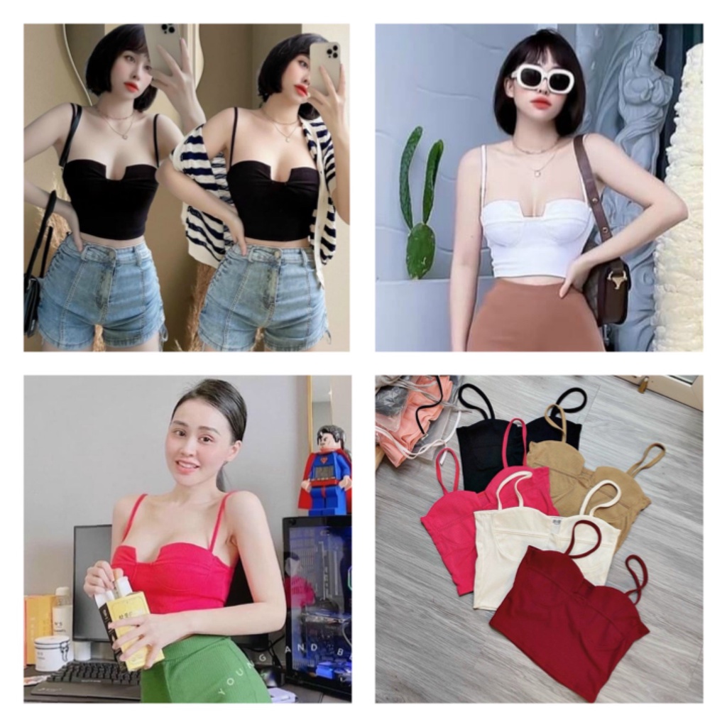 Áo 2 dây croptop khoét ngực