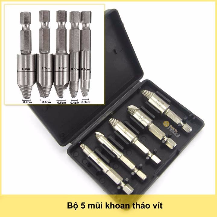 Bộ 5 mũi tháo vít một thao tác tiện ích phủ Titan