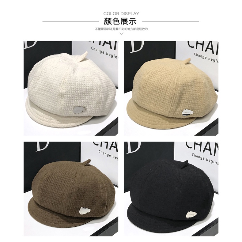 Mũ Beret Vành Ngắn Màu Đen Phong Cách Anh Quốc Thời Trang Mùa Thu Cho Nữ