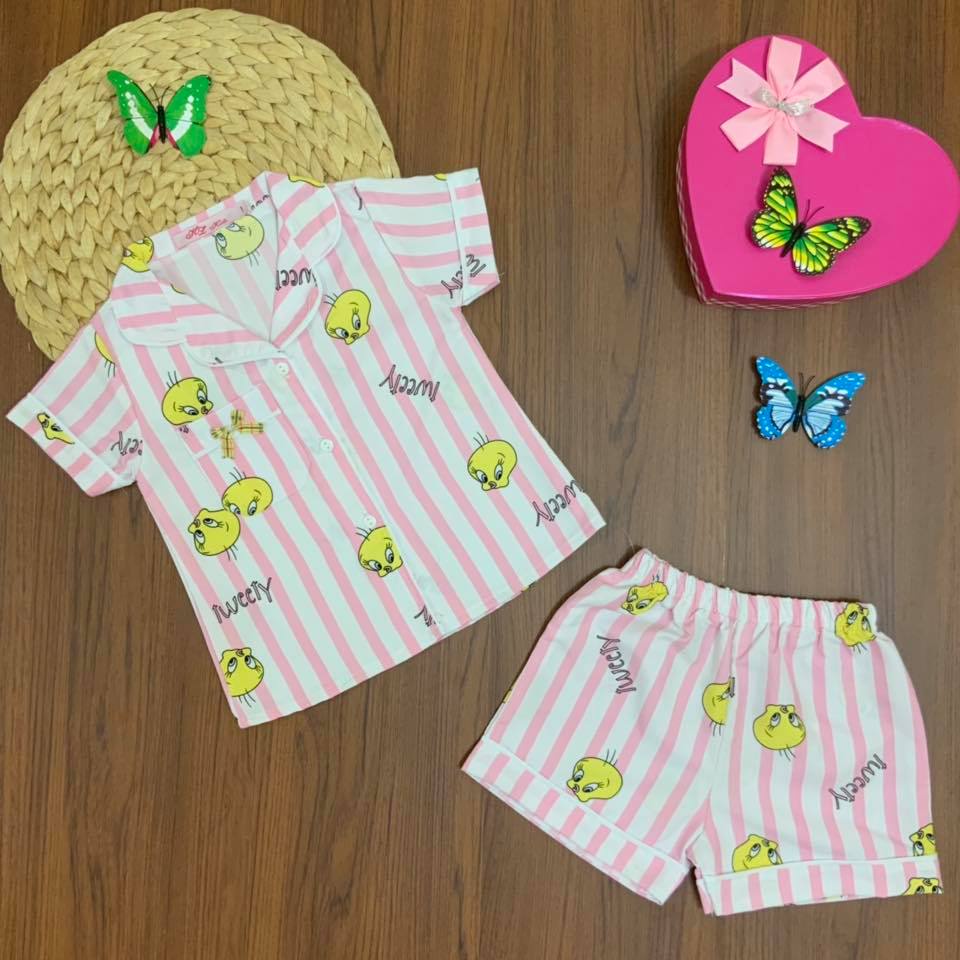 Bộ đồ pyjama rời tay ngắn quần ngắn họa tiết dễ thương cho bé (10-28kg) - Hirokids