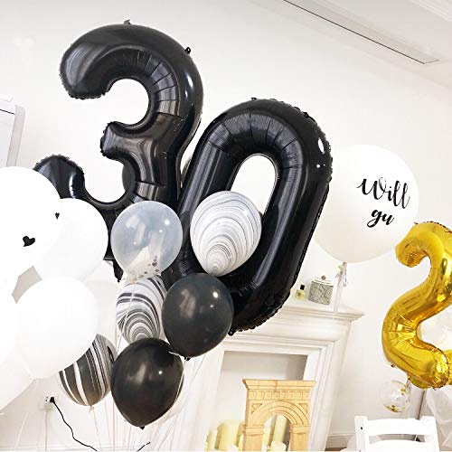 Bong bóng số 0-9 màu đen kích thước 32 inch dùng cho trang trí tiệc sinh nhật