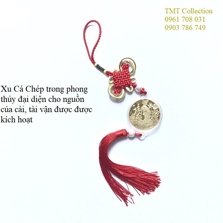 Dây treo may mắn xu hình Cá Chép màu đỏ hoặc vàng, mang lại may mắn - TMT Collection - SP001139