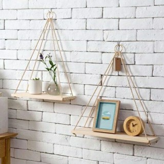 [ SET 3 kệ 86k ] Kệ treo tường gỗ thông + dây thừng se macrame