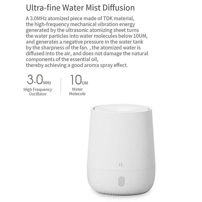 Máy xông tinh dầu, phun sương tạo ẩm Mini Xiaomi HL (120ml) tích hợp đèn LED 7 màu