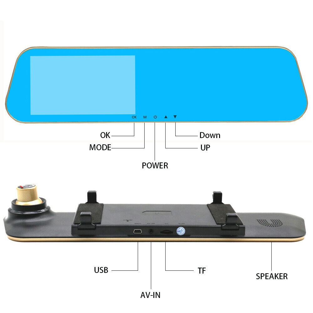 Camera Hành trình Gương treo 4.3 inch FHD 1080P, hỗ trợ cam sau, Ghi đè | BigBuy360 - bigbuy360.vn