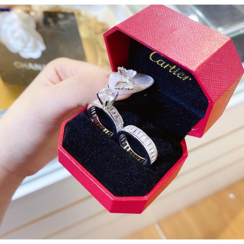 Nhẫn full đá bagguet mịn không cộm tay siêu sáng Kami