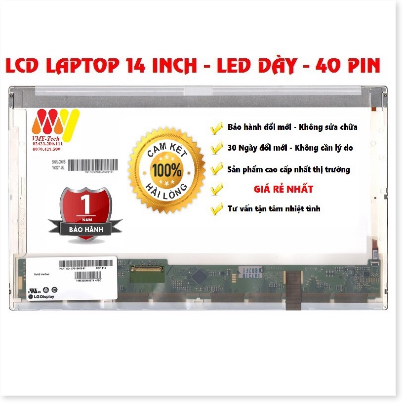 🆕 Màn Hình Laptop 14 Inch LED Dày 40 Pin ThayThế Cho Dell HP Lenovo Toshiba LG Asus | WebRaoVat - webraovat.net.vn
