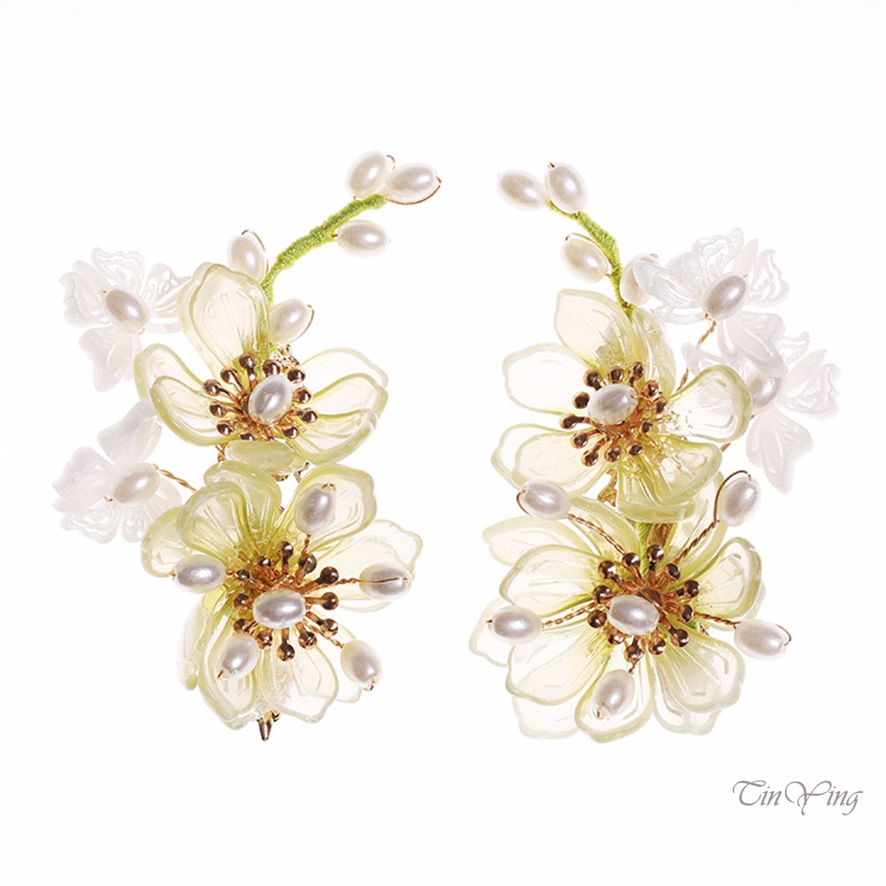 GETNOIVAS Set 2 kẹp tóc nữ hình hoa màu sắc thanh lịch phong cách Trung Quốc