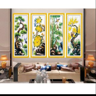 Tranh thêu tứ quý kt 146x1m