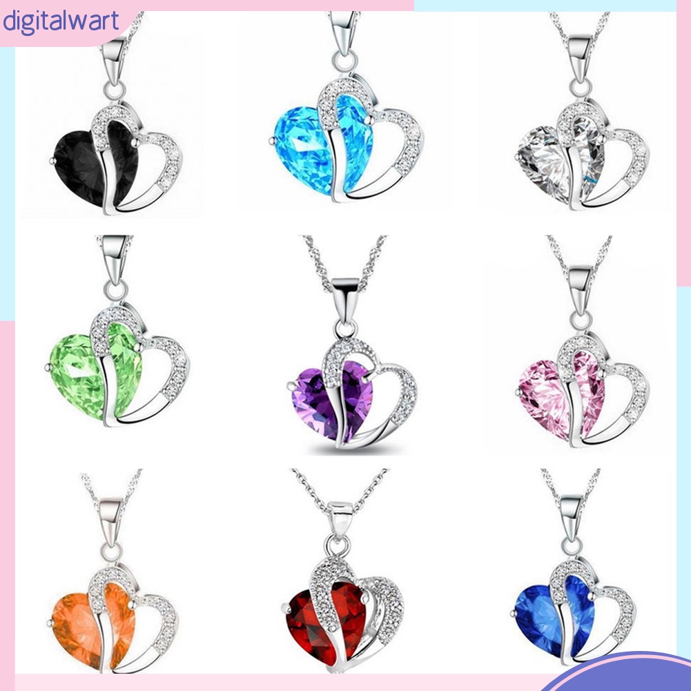 Dây Chuyền Mặt Trái Tim Đính Đá Thời Trang Cho Nữ