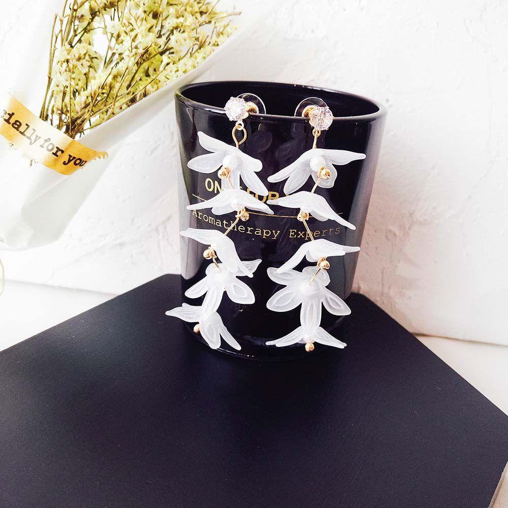 Bông Tai Dáng Dài Hình Hoa Bằng Acrylic Phong Cách Hàn Quốc Thời Trang Cho Nữ