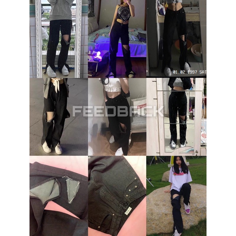 ULZZANG Quần jeans ulzzang ống loe xẻ gấu HOT TREND 2021 FASHIONITA KÈM 2 ẢNH THẬT CUỐI