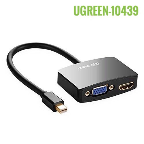 Cáp Chuyển Mini Displayport To HDMI Và VGA UGREEN 10439 - Thunderbolt To HDMI + VGA Hàng Chính Hãng