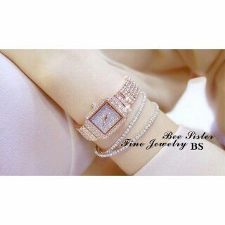 Đồng hồ Nữ Bee sister vuông đính đá  case 26mm