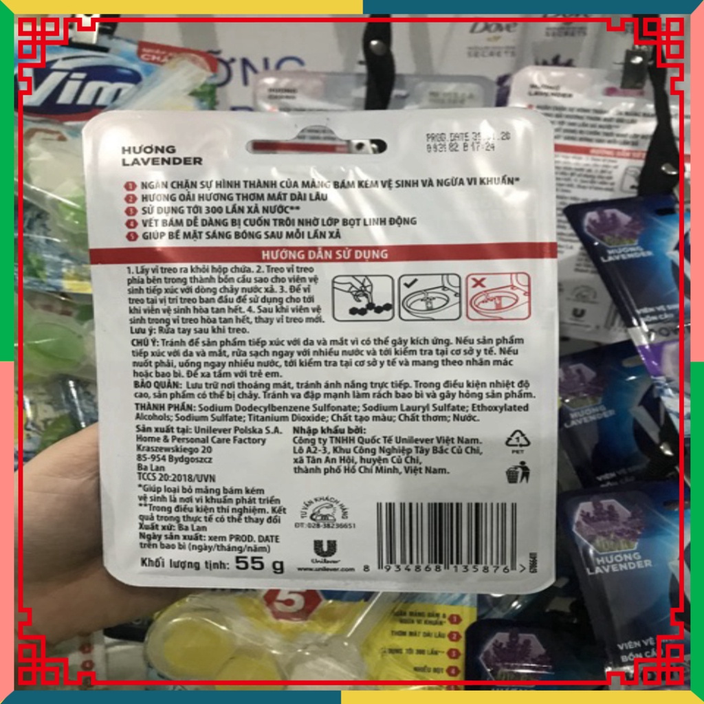 Viên Treo Tẩy Bồn Cầu Vim Power 55g Loại Mới Có Móc Treo