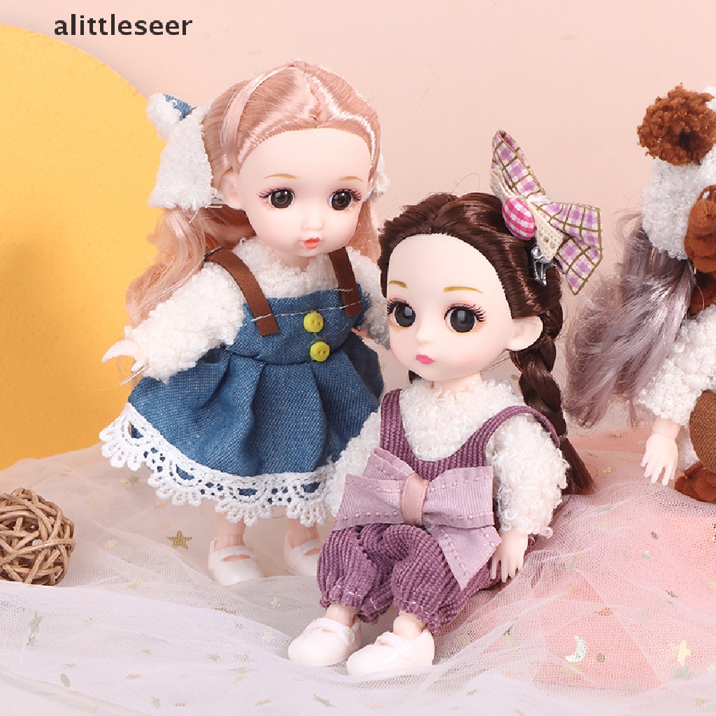 Búp Bê Mini 16cm Có Khớp Chuyển Động Kèm Quần Áo Dành Cho Bé Gái