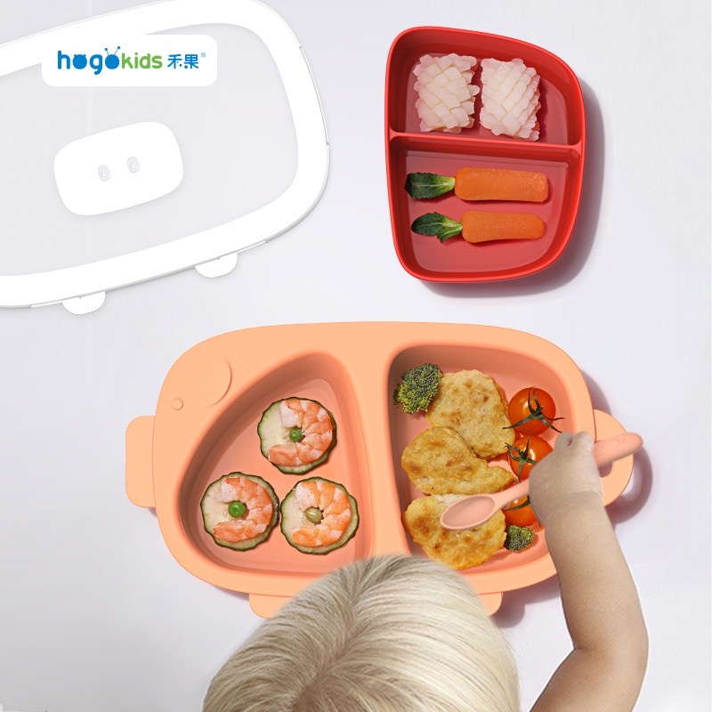 Bát ăn dặm chia ngăn có nắp và thìa cực đẹp cho trẻ em Hogokids