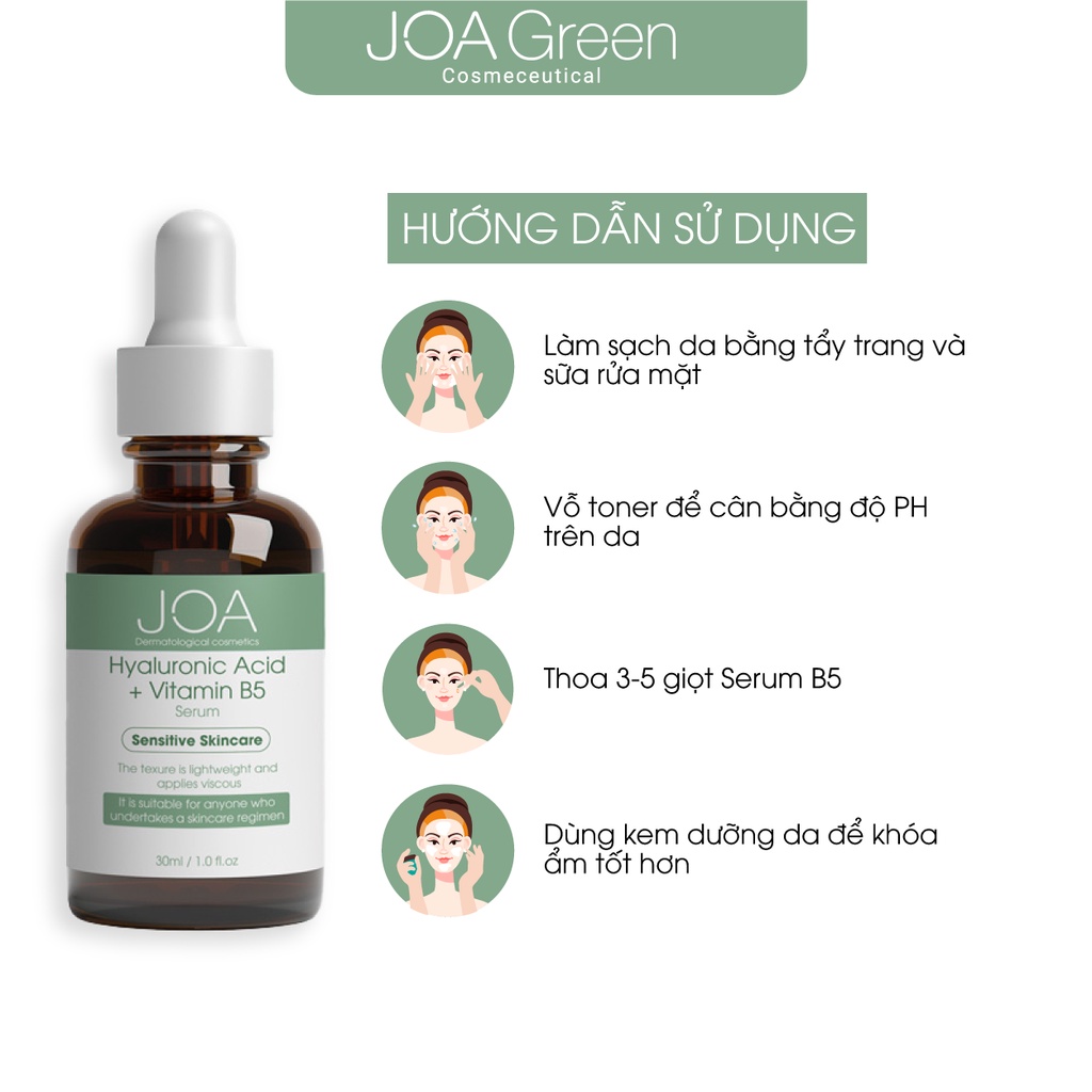 Serum phục hồi da Hyaluronic Acid + Vitamin B5 - JOA GREEN 30ml - Mỹ Phẩm MS COSMETIC