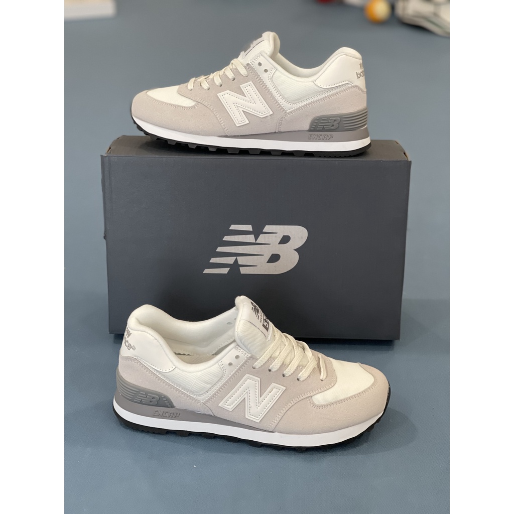 Giày Sneaker NB 574 Xám Be Fullbox, Giày thể thao nb 574 xám cổ thấp dày dặn, chắc tay, cực kì êm chân