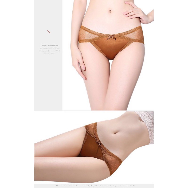 Quần lót lụa lạnh Fabic cao cấp thông hơi, Quần lót nữ tàng hình kháng khuẩn ren sau Sexy QL226