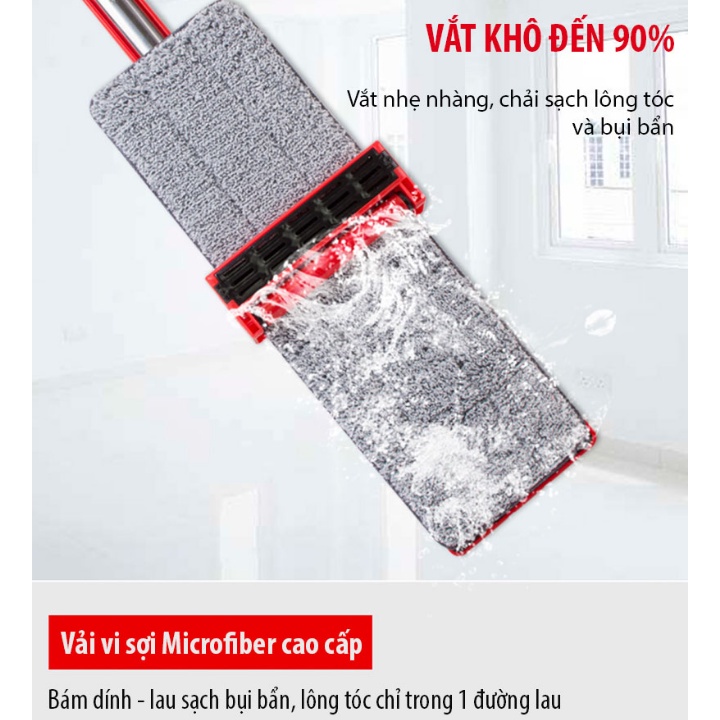 Cây lau nhà tự vắt - Cây lau nhà thông minh sử dụng đơn giản tiết kiệm thời gian, xoay 360 độ bảo hành 12 tháng