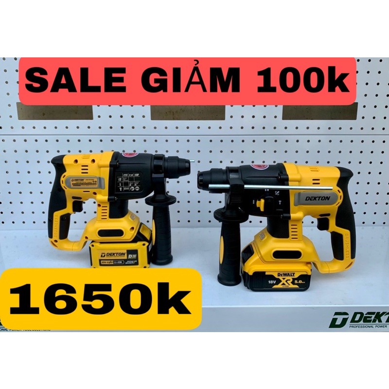 Máy Khoan Bê Tông Dùng Pin Dekton D20-RH2603 - 3 Chức Năng - Motor Brushless - Chân Pin DEWALT - Tặng Sạc