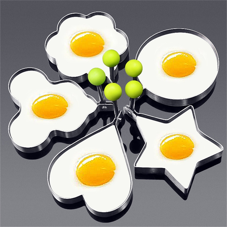 Bộ khuôn chiên trứng tạo hình bằng inox 5 chiếc
