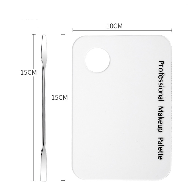 Bộ 2 Bảng Phấn Trang Điểm / Bảng Màu Trang Điểm Chuyên Nghiệp + Thìa / Bảng acrylic + Thìa / Bảng Trộn Bằng Thép Không Gỉ