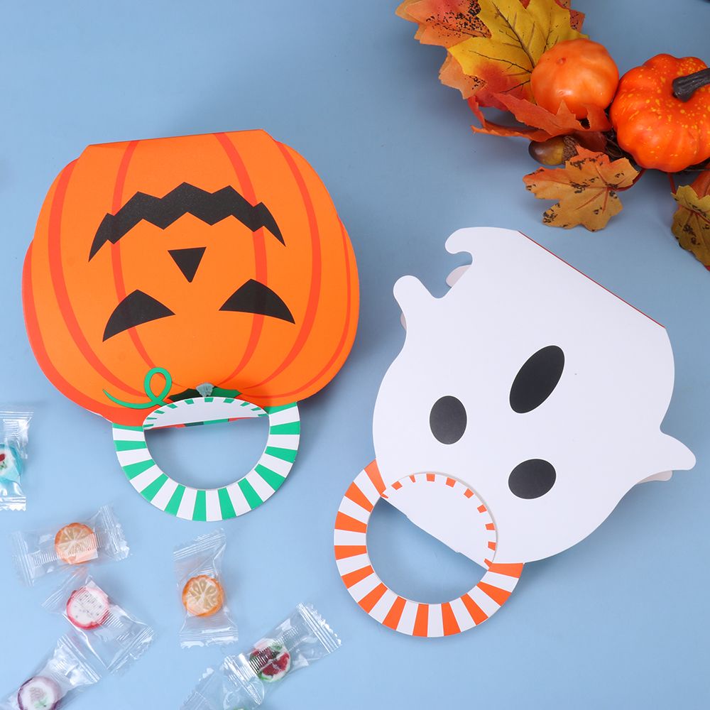 ROW 1Pcs Ghost Cookie Package Home Decor Snack Food Packing Halloween Candy Box Halloween Party Decoration Pumpkin Gift Box Party Supplies Folding