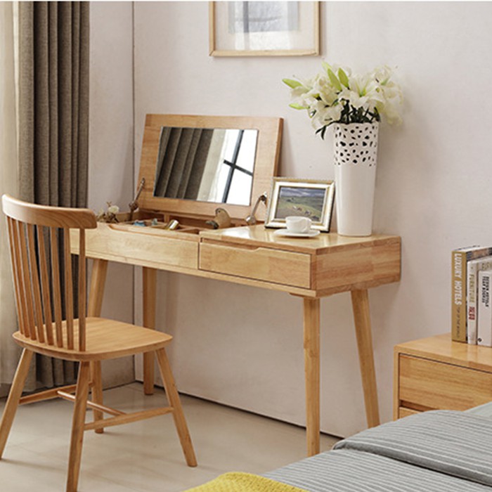 Bàn trang điểm gỗ 2 in 1 đa năng làm bàn phấn làm việc cho phòng ngủ, căn hộ khách sạn | BigBuy360 - bigbuy360.vn