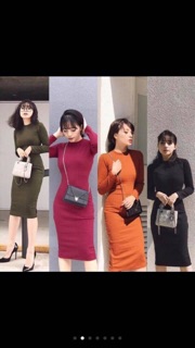 Đầm body thun gân