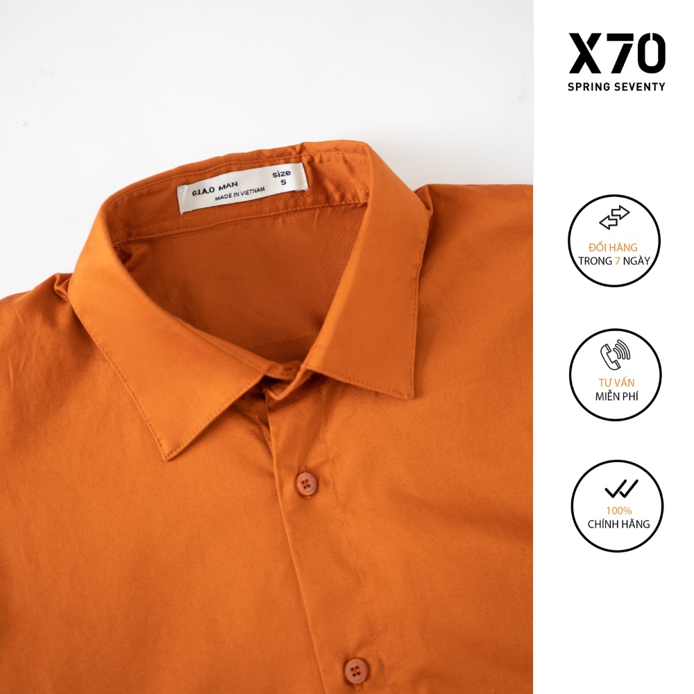 Áo Sơ Mi Nam Trơn Kiểu Dáng Cổ Bẻ Tay Ngắn Thiết Kế Thời Trang X70 - 07620001