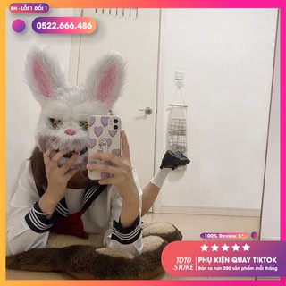 Mặt nạ thỏ halloween, mặt nạ hóa trang hình thỏ trắng